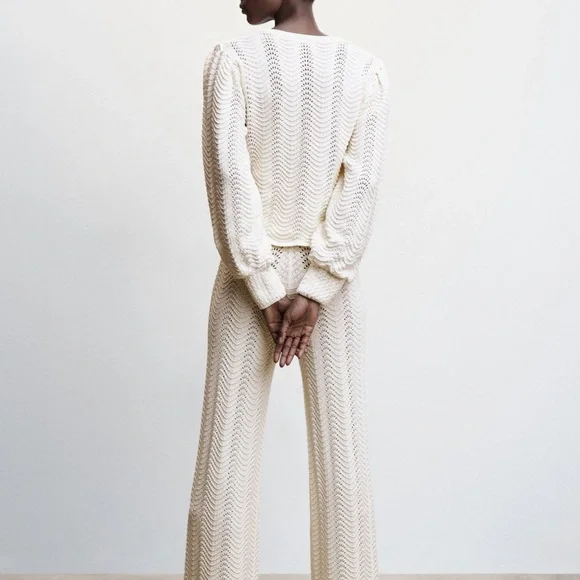 Mango Women’s Cream and White Puff Sleeve Knitted Sweater - Picture 8 of 15